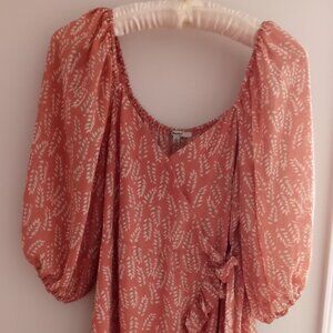 'Papaya' NWOT Faux Wrap Dress Size L Lined